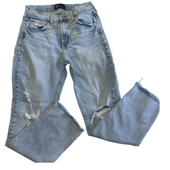GAP Women's 90s Loose Y2K Distressed Slit on Bottom Jeans Light Blue Size 2/26R - Picture 1 of 5